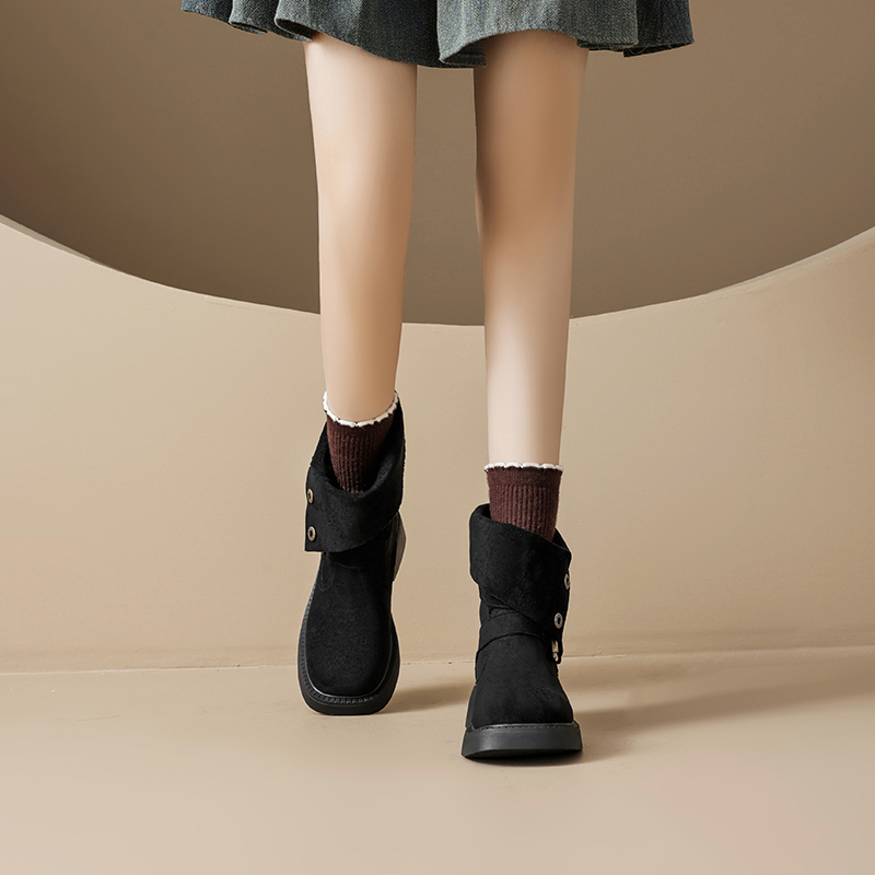 AGSDON Черные женские ботинки на каблуке 3,5 см, цвет Black — фото 3