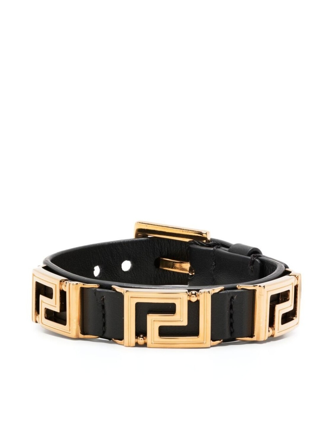 

Кожаный браслет с подвеской Greca Versace, черный