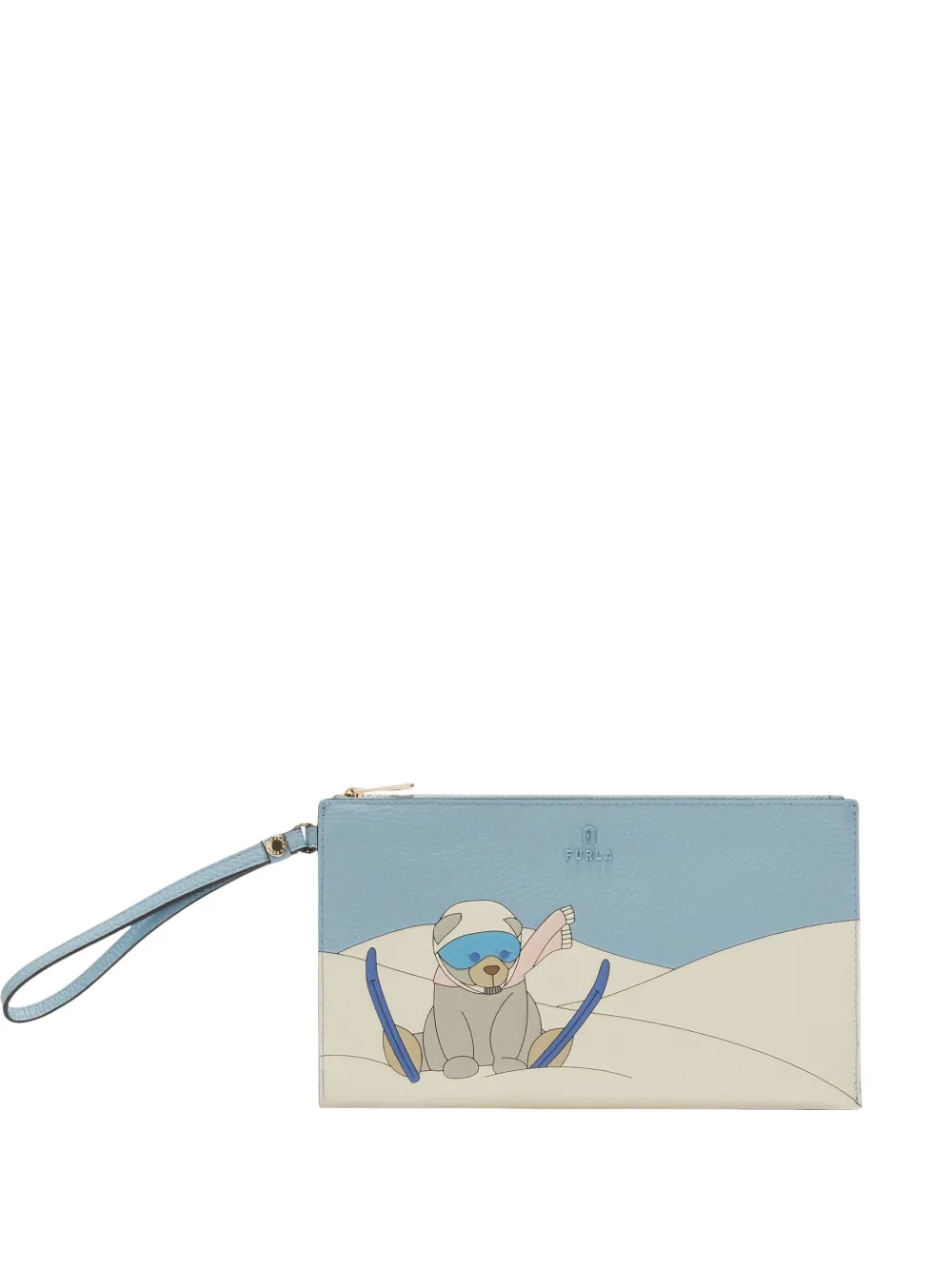 

Клатч с мотивом лыжного медведя Furla, синий