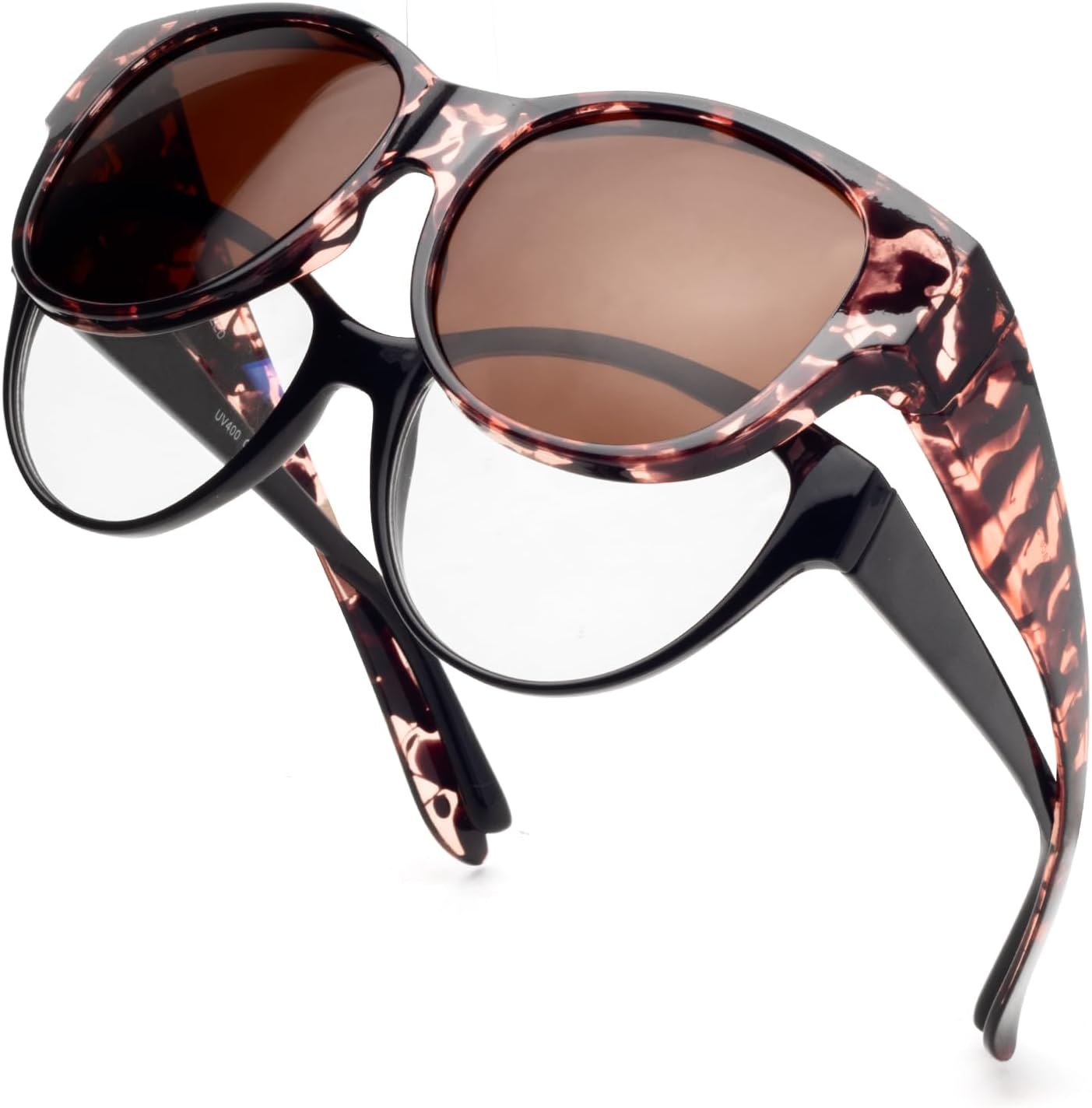 

Солнцезащитные очки с поляризованным покрытием, надеваемые поверх обычных очков, женские солнцезащитные очки с защитой от УФ-излучения, легкие Face Shadow, L Brown Tortoise / Brown