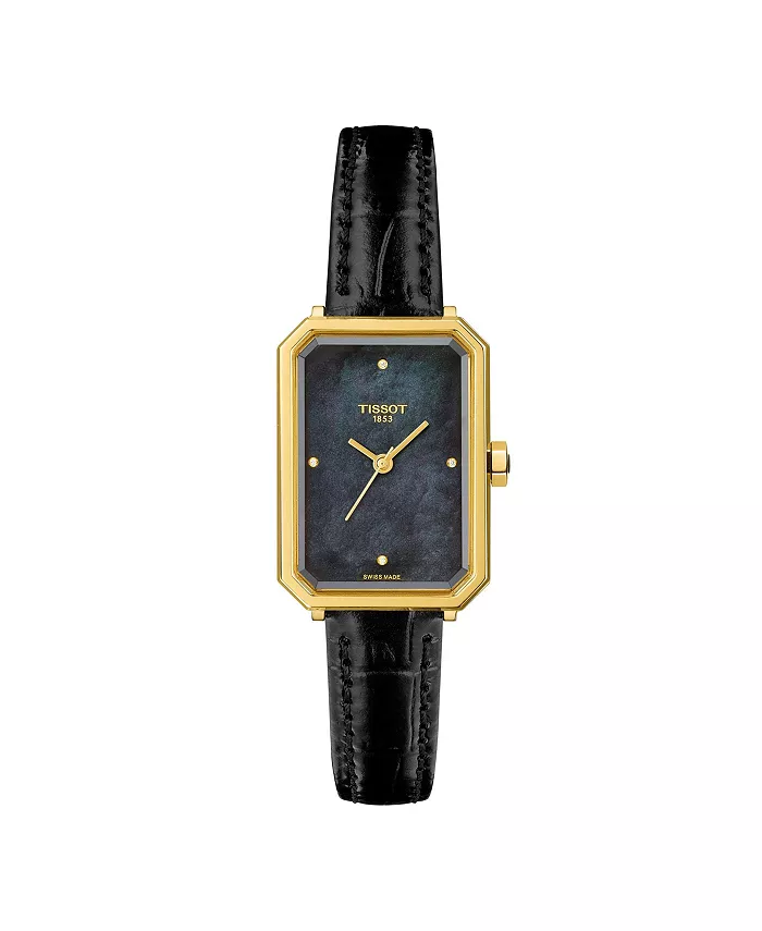 

Женские часы Quartz с черным кожаным ремешком, 21.80 мм Tissot