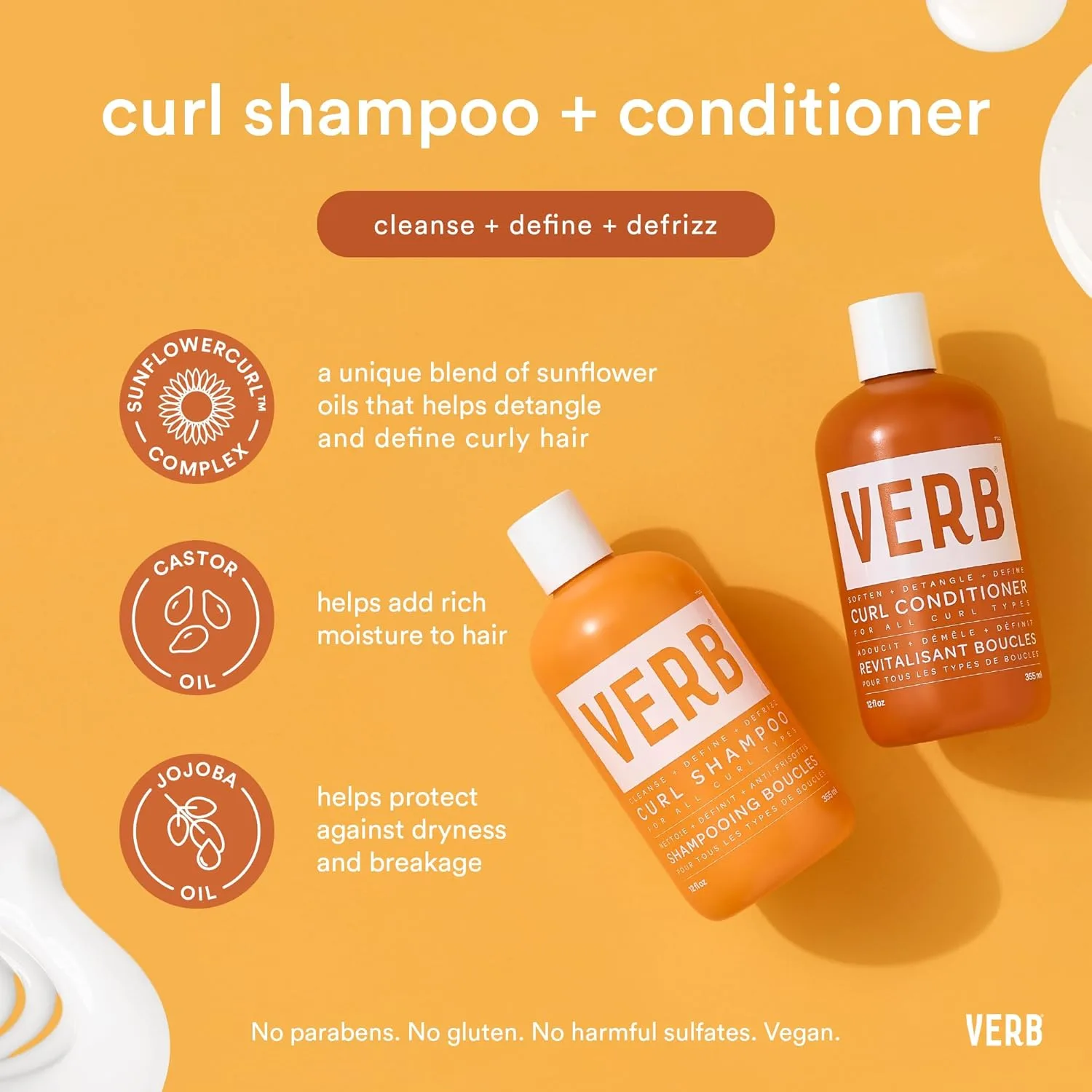 Шампунь VERB Curl - шампунь для всех типов кудрей - мягкое очищение и питание - веганский продукт, без парабенов и вредных сульфатов. 355 мл (.) — фото 4