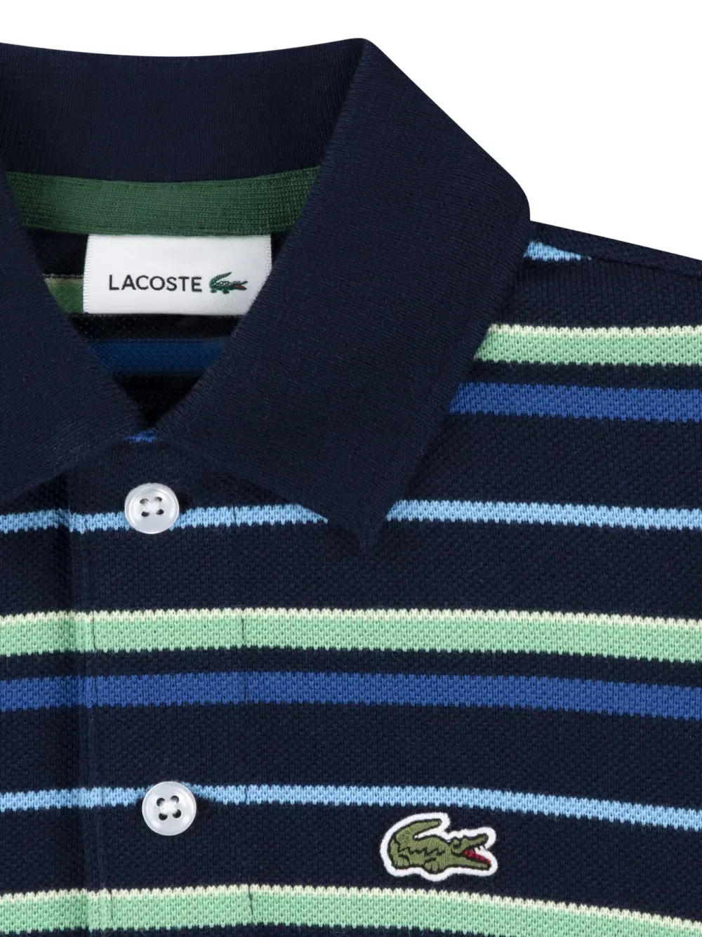 Полосатая рубашка-поло с логотипом Lacoste Kids, синий — фото 3