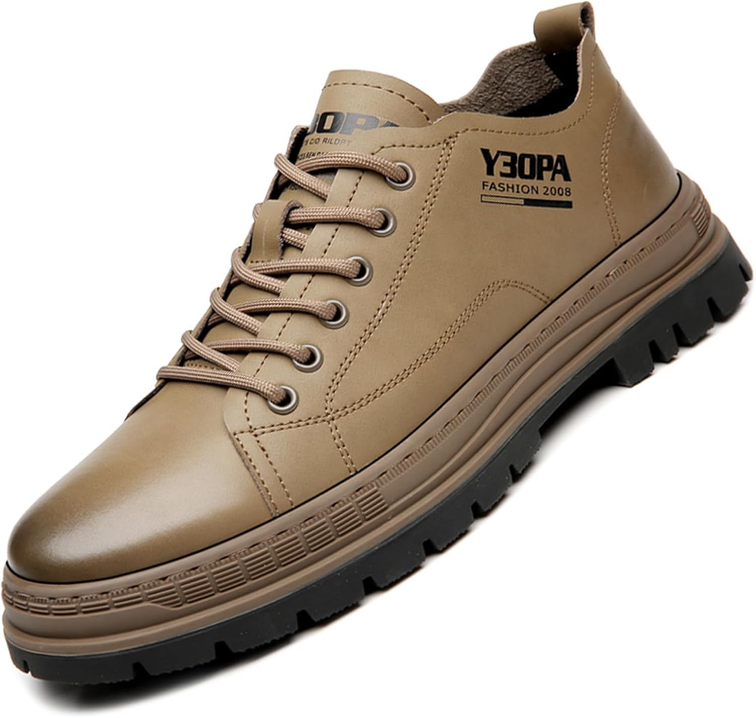 

Мужские повседневные оксфорды из натуральной кожи, с платформой, удобные, противоскользящие, модные низкие кроссовки для улицы, и нарядные туфли Optigard, хаки