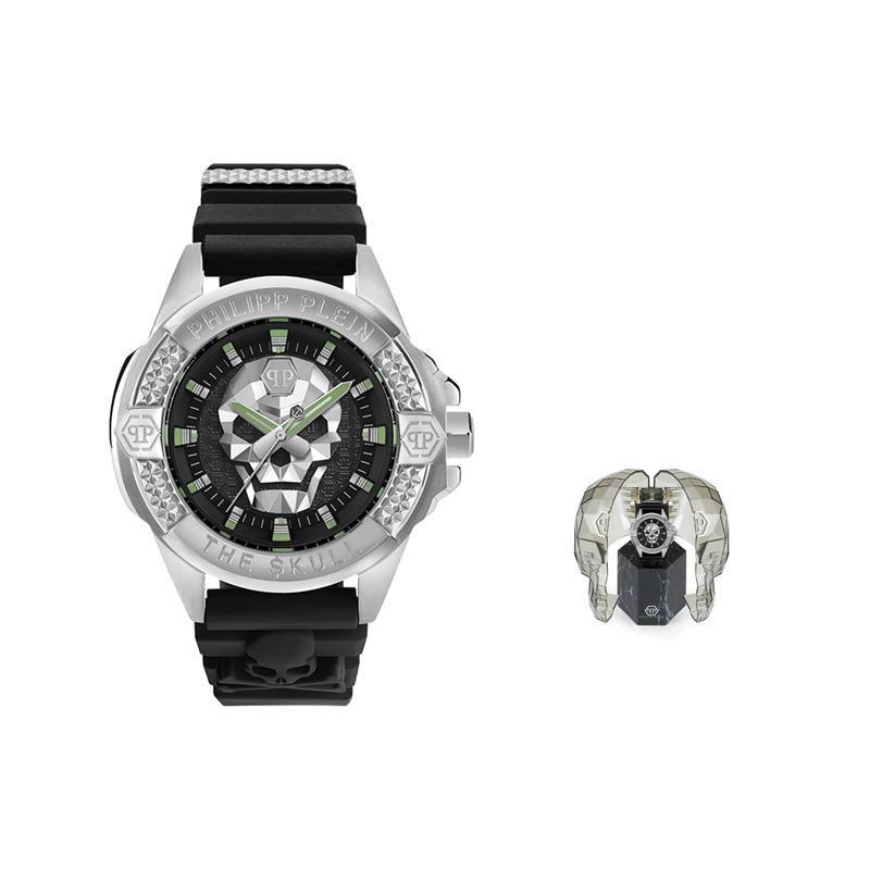 

PHILIPP PLEIN Наручные часы с кварцевым механизмом, силиконовым ремешком и черным циферблатом, мужские часы