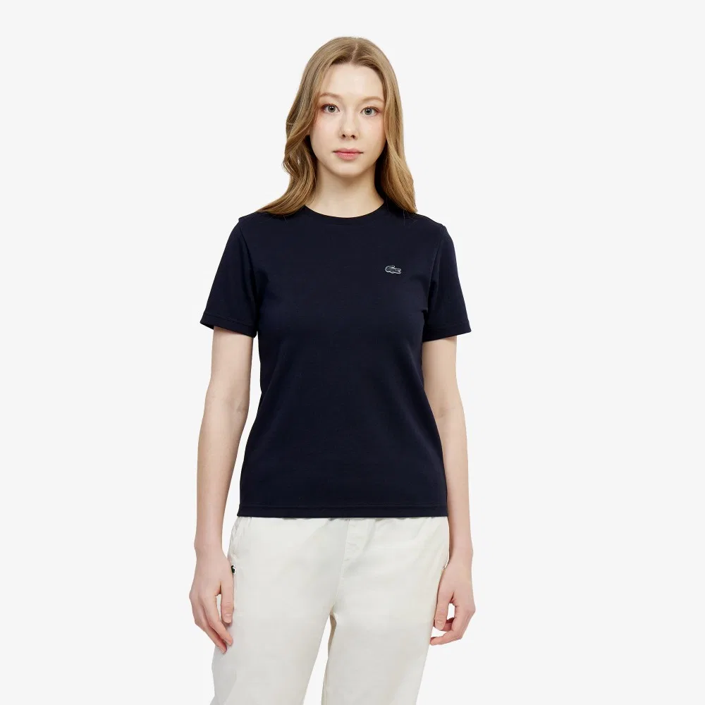 Женская базовая футболка, тёмно-синяя, от Lacoste