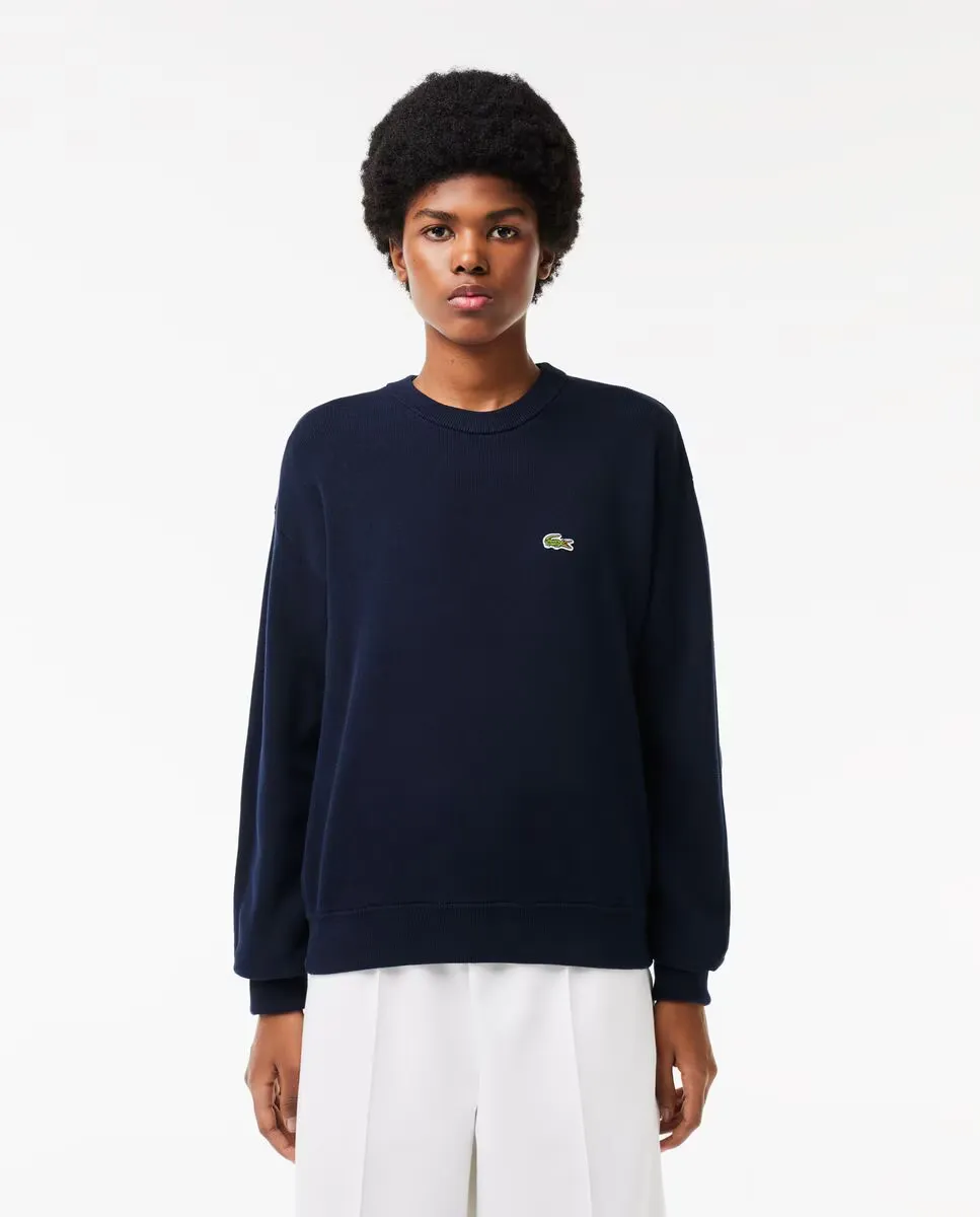 

Женская хлопковая толстовка с круглым вырезом Lacoste, темно-синий