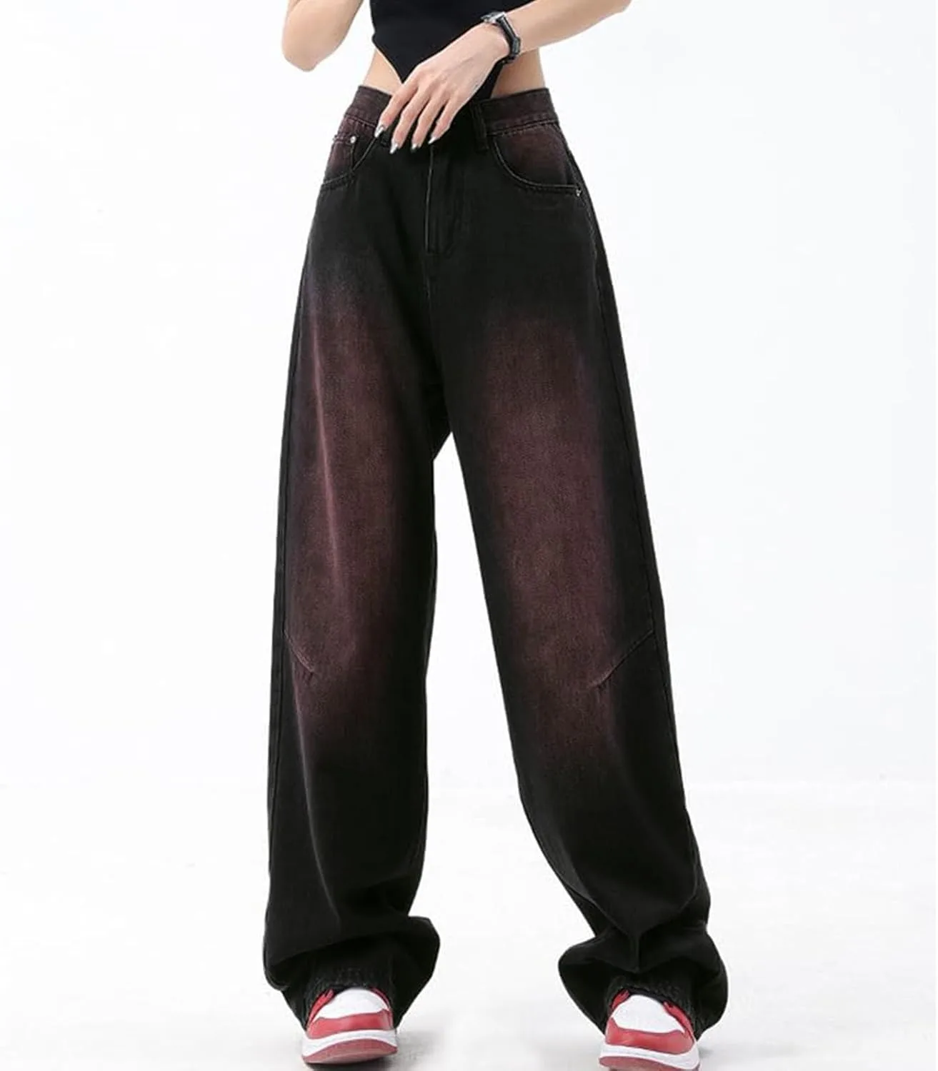 Женские мешковатые джинсы Vintage Wide Leg Denim Pants Casual Loose Fit High Waist — фото 3