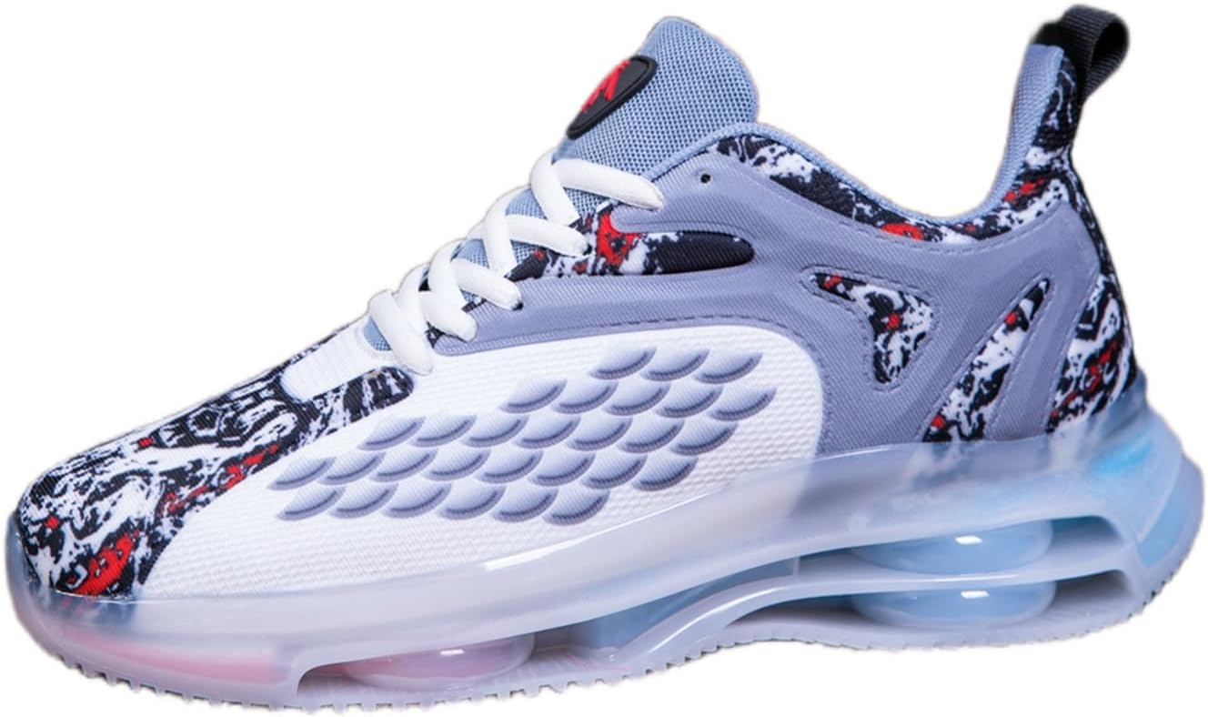 

Мужские стильные кроссовки с узором и воздушной подушкой для амортизации, идеально подходящие для бега, тенниса, баскетбола и активного отдыха. Удобная спортивная обувь Khwfjas, серый