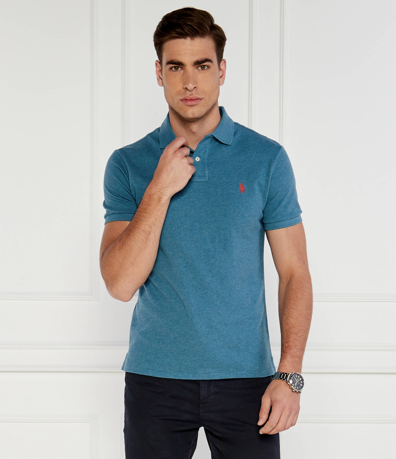 Поло POLO RALPH LAUREN Slim Fit, цвет mare — фото 3