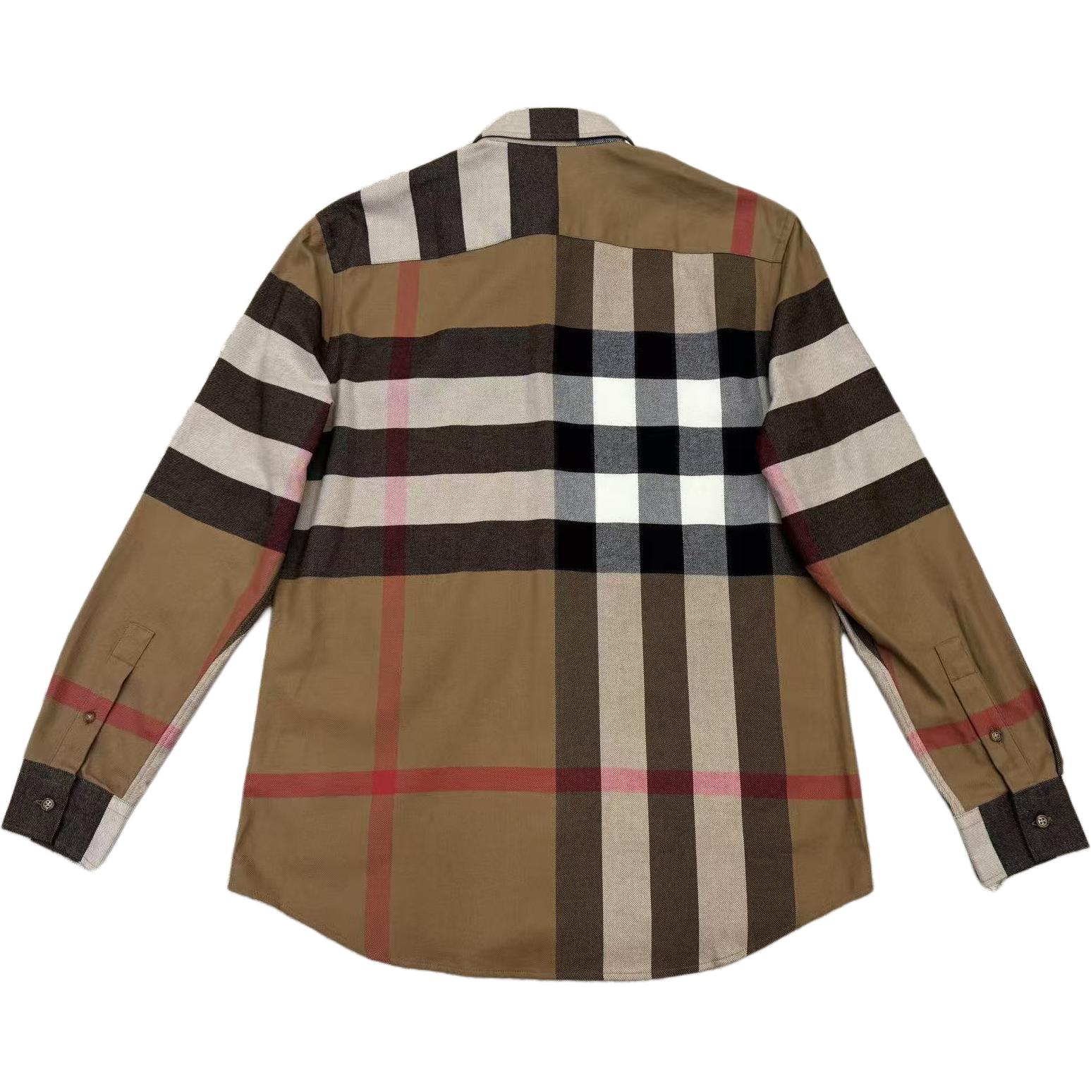 Рубашка мужская Burberry, коричневый, средней толщины, с лацканами — фото 3