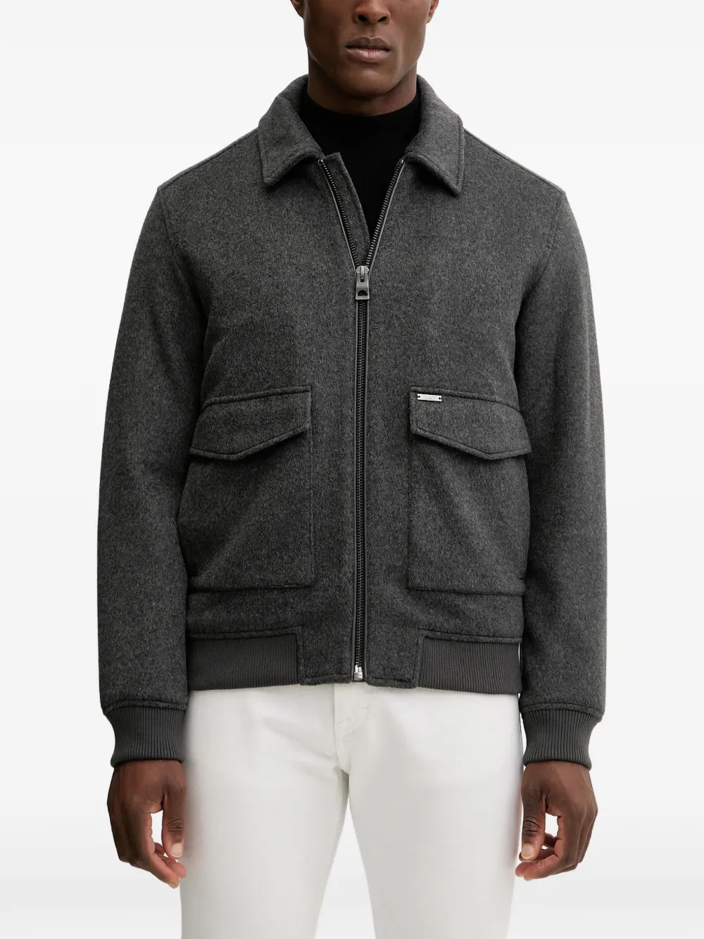 

Шерстяная рубашка-куртка на молнии Guess Usa, серый