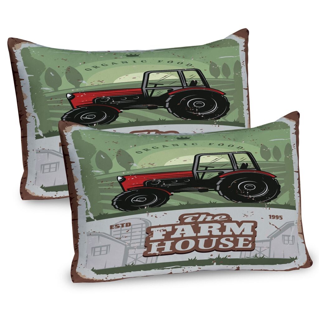 

Чехлы для подушек ABAKUHAUS Vintage Trucks, набор из 2 шт., гранж-дизайн, надпись «Фермерский дом с трактором», чехол для подушки с декоративным принтом, 80 x 40 см, многоцветный
