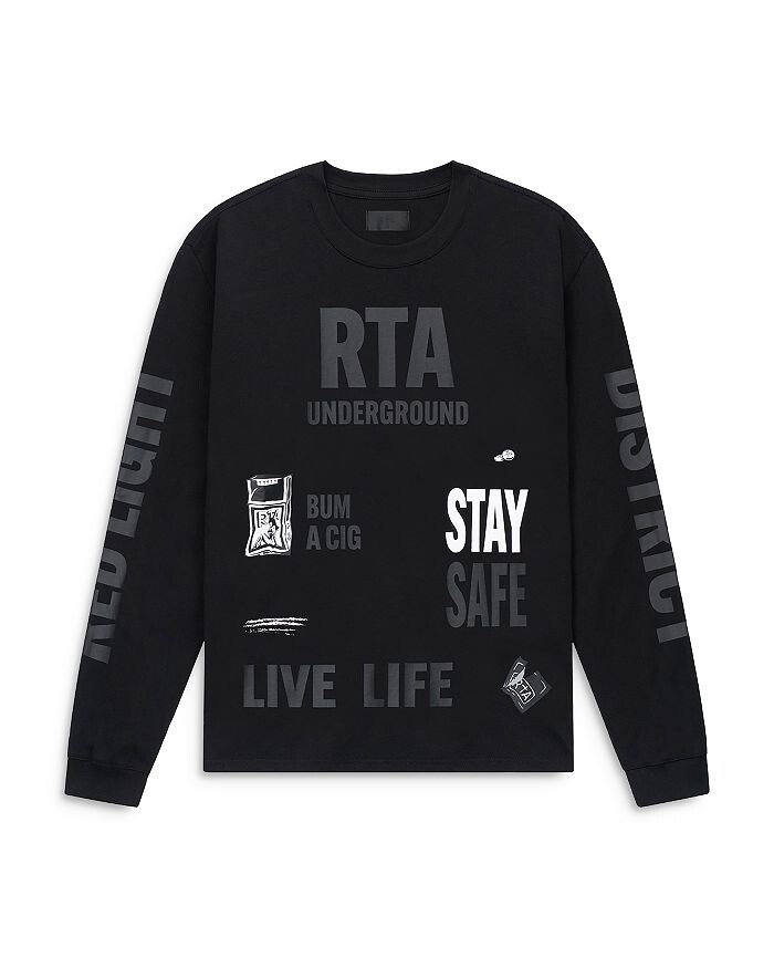 

Футболка Regular Fit с длинным рукавом и графическим логотипом RTA, черный