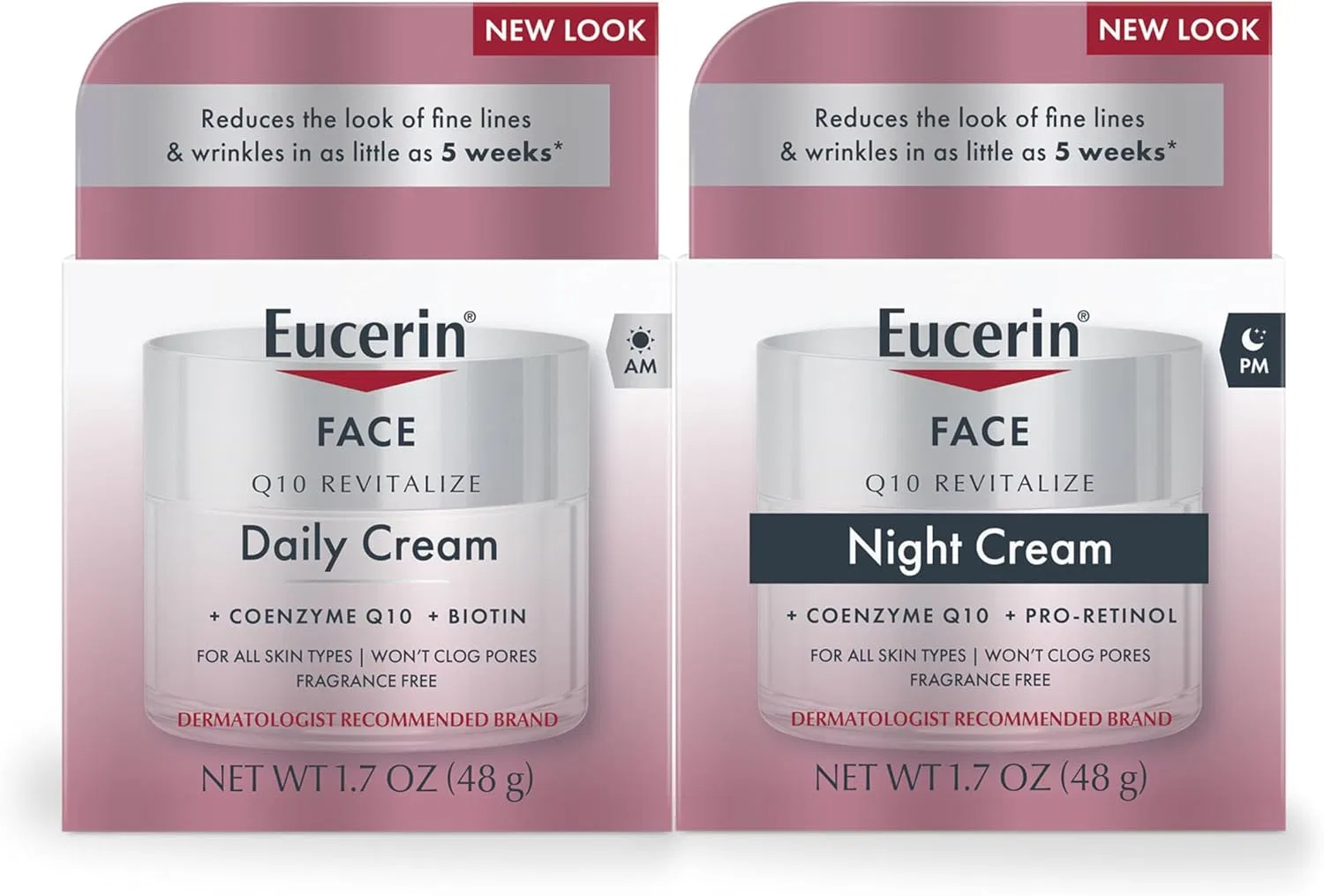 Набор Eucerin — Дневной и ночной крем для лица Q10 Anti-Wrinkle, 1.7 унции, набор 2 шт., 96 г