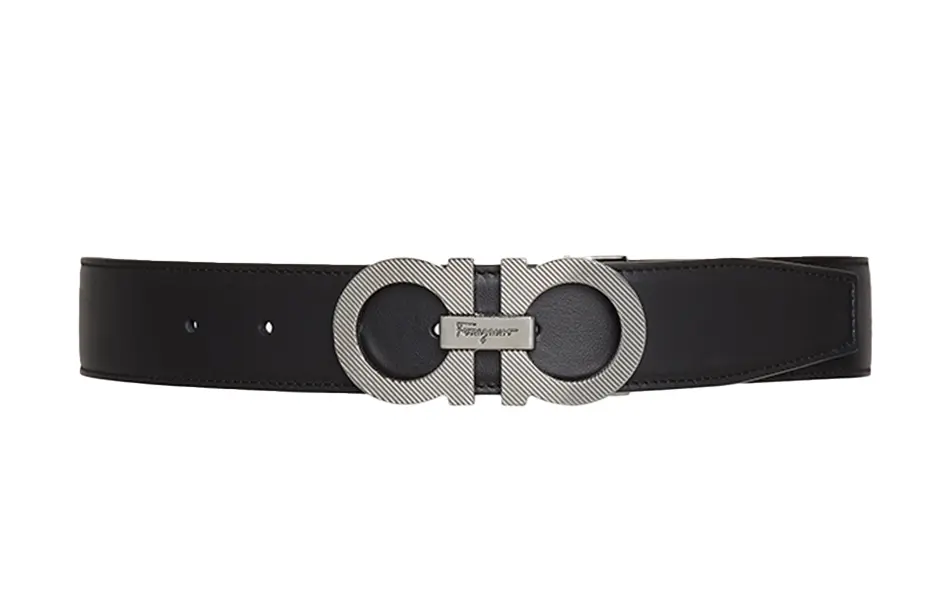 

Ferragamo Кожаный ремень мужской черный орех шириной 3,5 см, Black Walnut