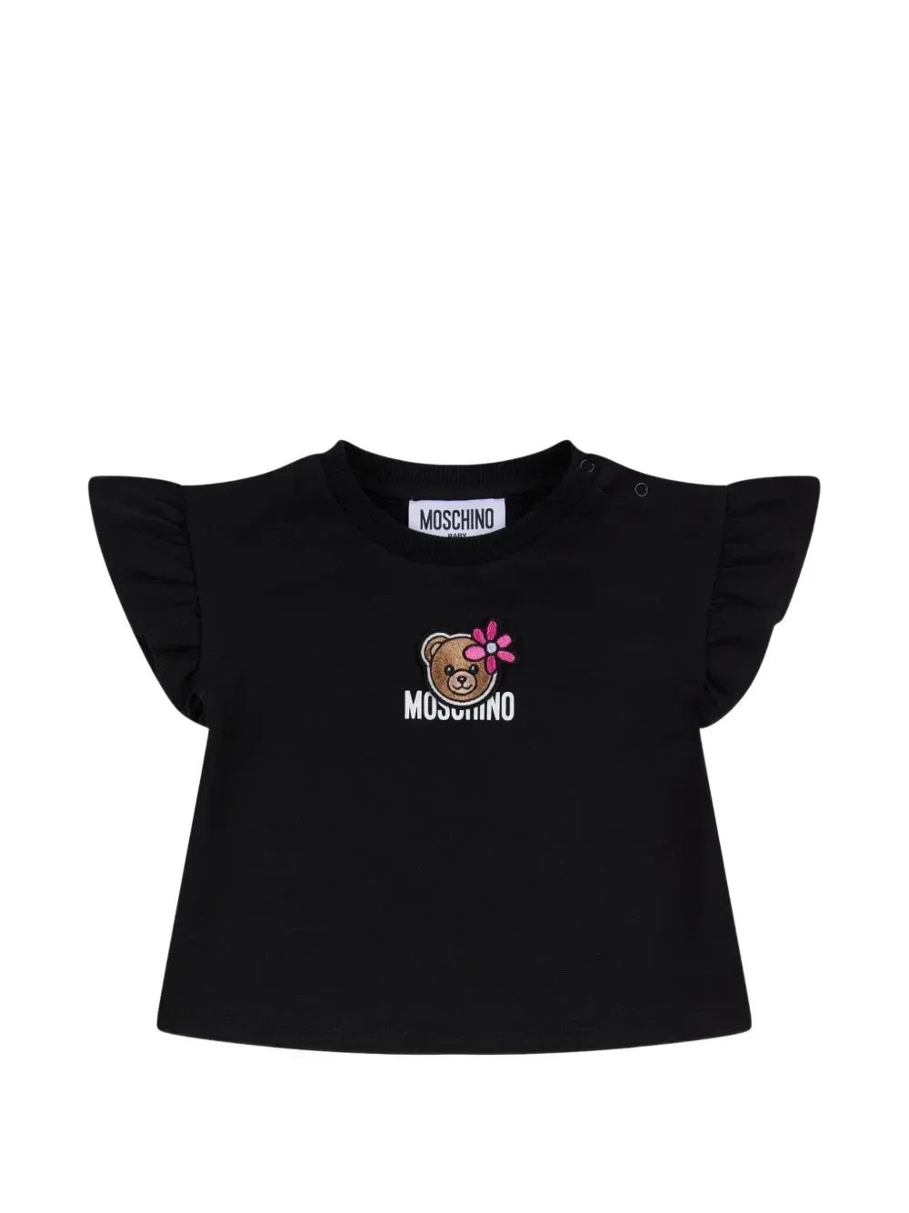 Футболка с аппликацией и оборками Moschino Kids, черный
