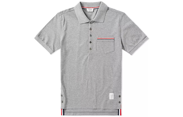 

Рубашка-поло с отделкой карманов Rwb THOM BROWNE, светло-серый