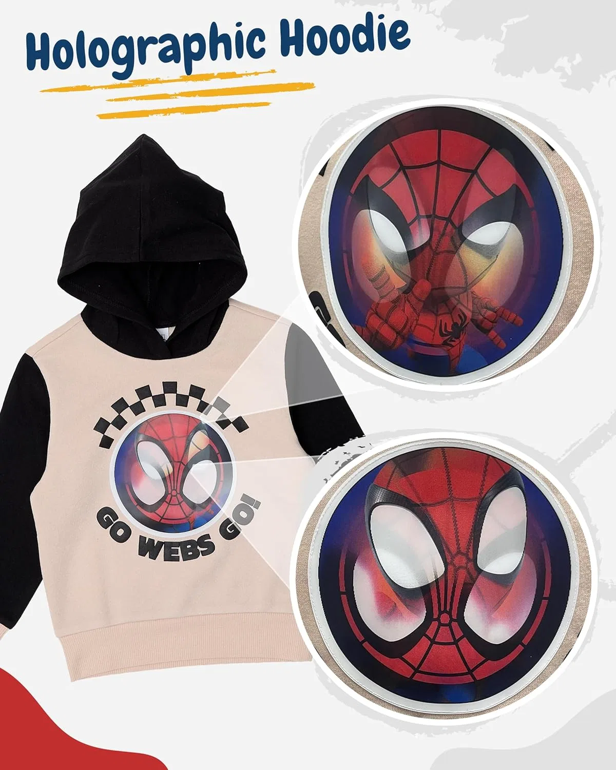 Disney Детский комплект из худи и спортивных штанов Marvel Spider-Man с линзовидным рисунком, выполненный в технике объемной печати, коричневый — фото 2