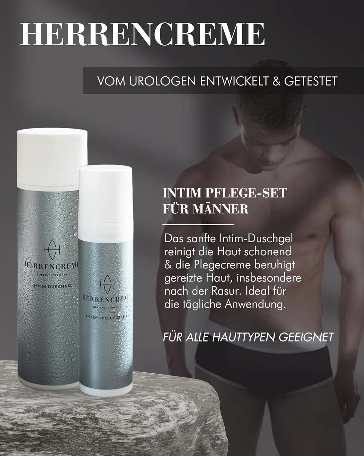 Мужской подарочный набор для интимной гигиены Men's Cream: гель для душа, крем и косметичка Herrencreme Koblenz · Germany — фото 2