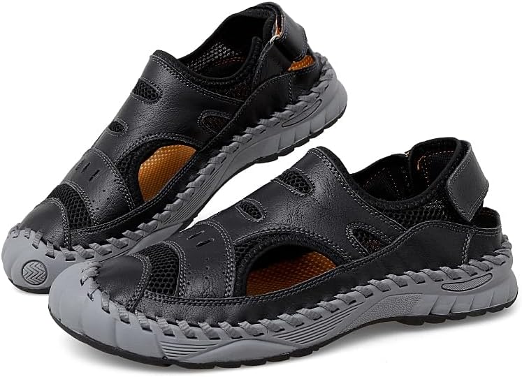 

Мужские спортивные сандалии для походов и вождения AQIXIDX, повседневная модная обувь для ходьбы с закрытым носком, дышащие и удобные водные туфли, черный