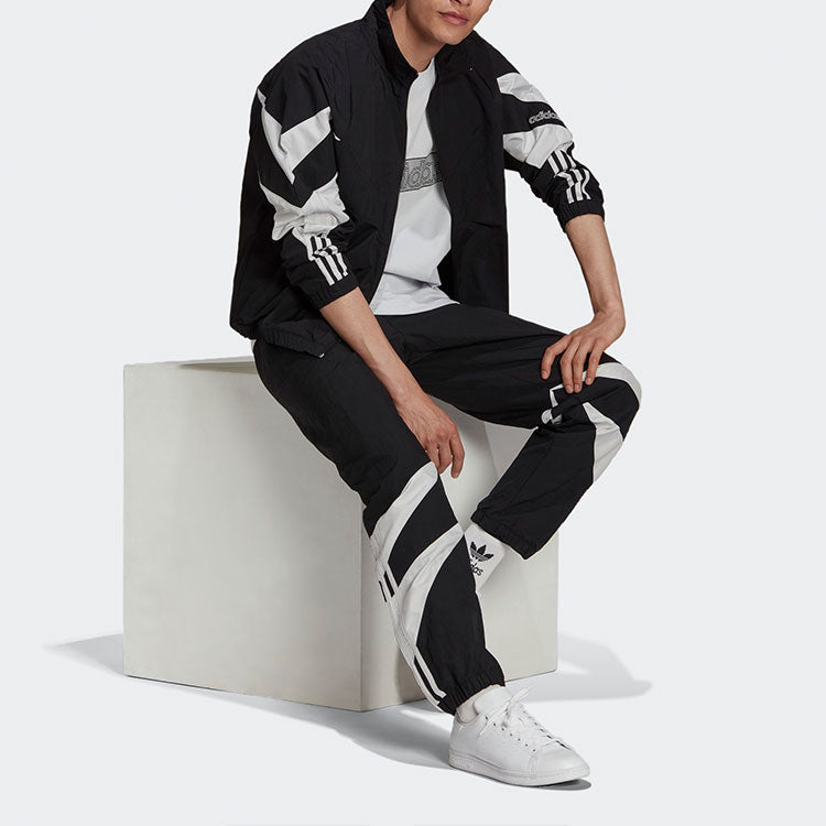 Куртка Men's adidas originals Color Block Stripe Logo Zipper Long Sleeves Stand Collar Sports Jacket Black H06752 — фото 2