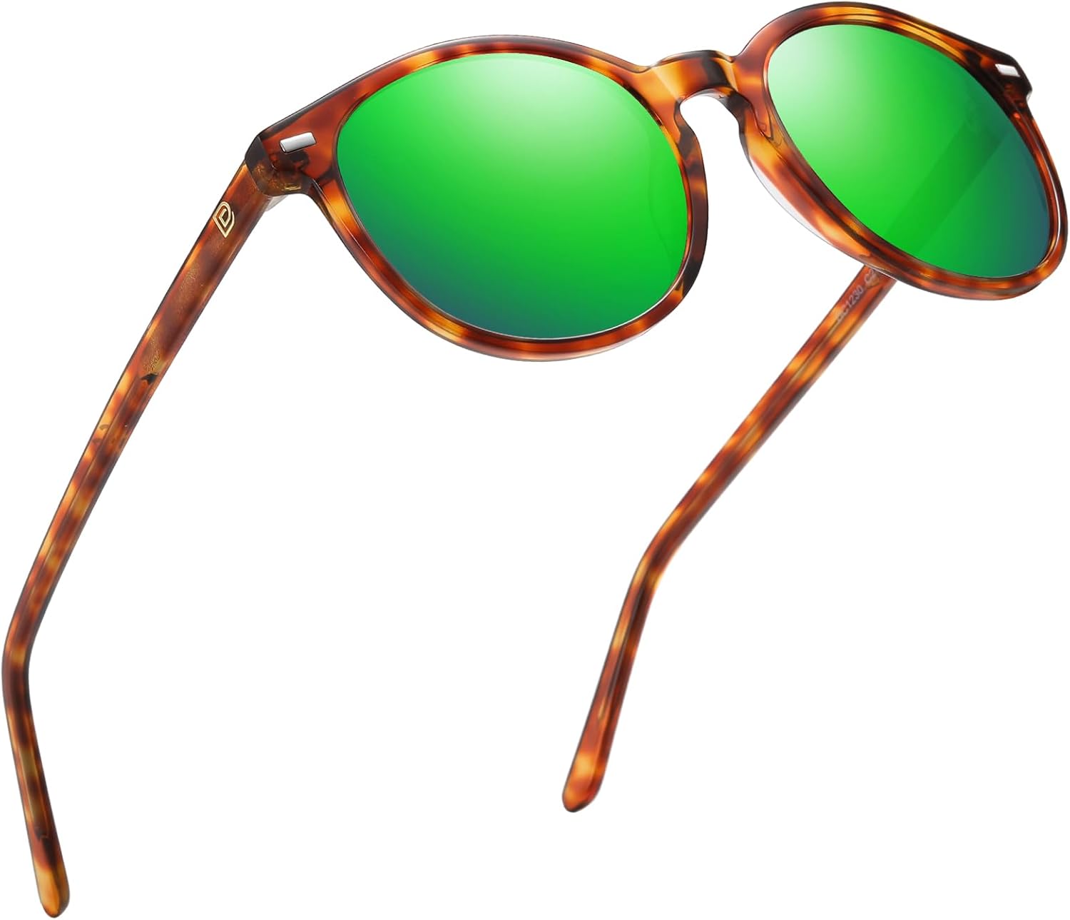 

Женские поляризованные солнцезащитные очки DUCO, ретро-круглые женские солнцезащитные очки, классический винтаж, защита от УФ-излучения UV400, модель DC1230, Brown Tortoise Frame Revo Green Lens