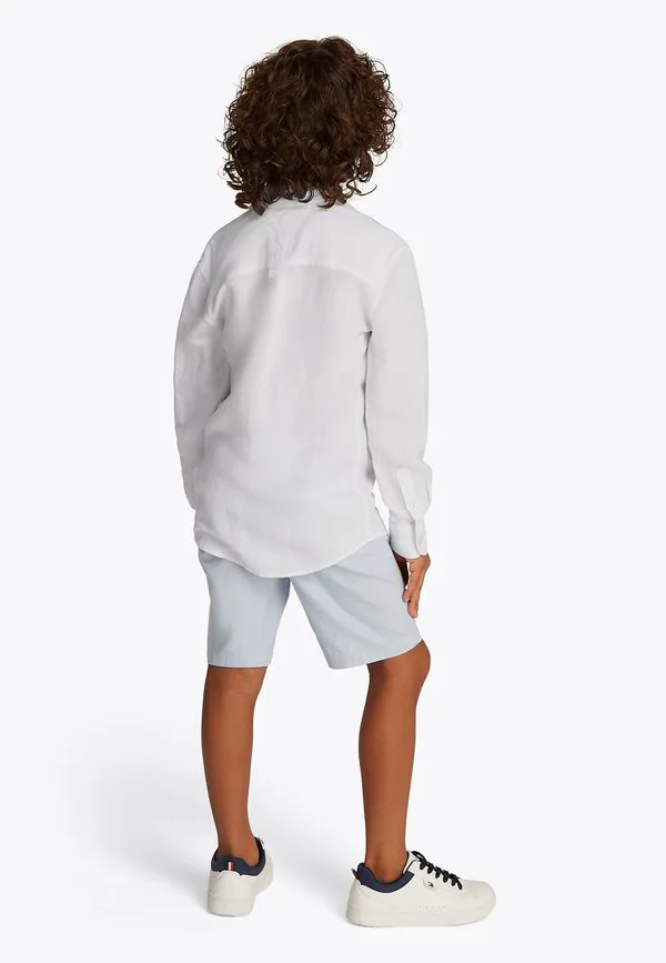 Рубашка свободного кроя из льняной смеси с вышивкой флага Tommy Hilfiger, White — фото 2