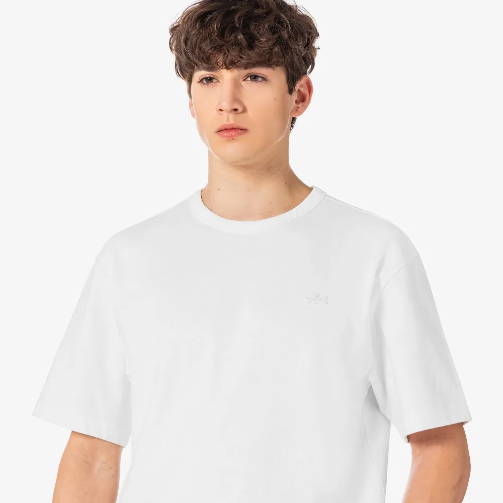 Футболка мужская Lacoste белый из плотного джерси — фото 2