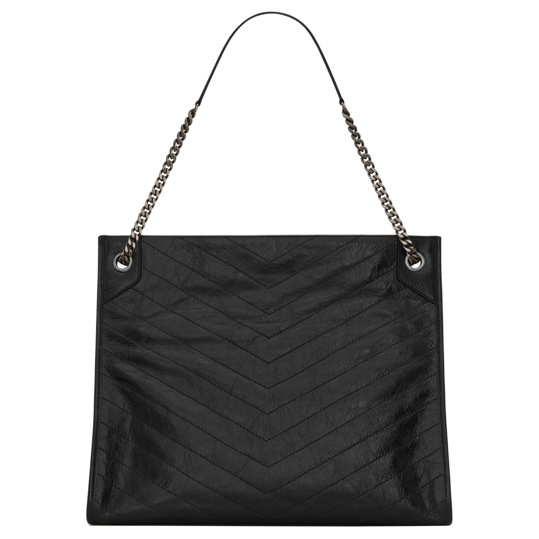 SAINT LAURENT Кожаная сумка через плечо большая Women's Black — фото 3
