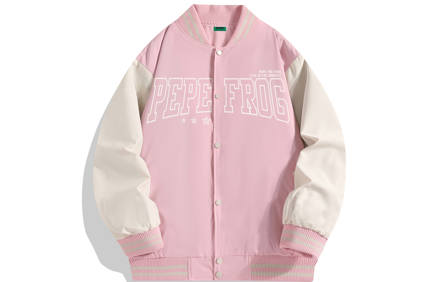 

Pepe The Frog Бейсбольная куртка унисекс, Coral Pink