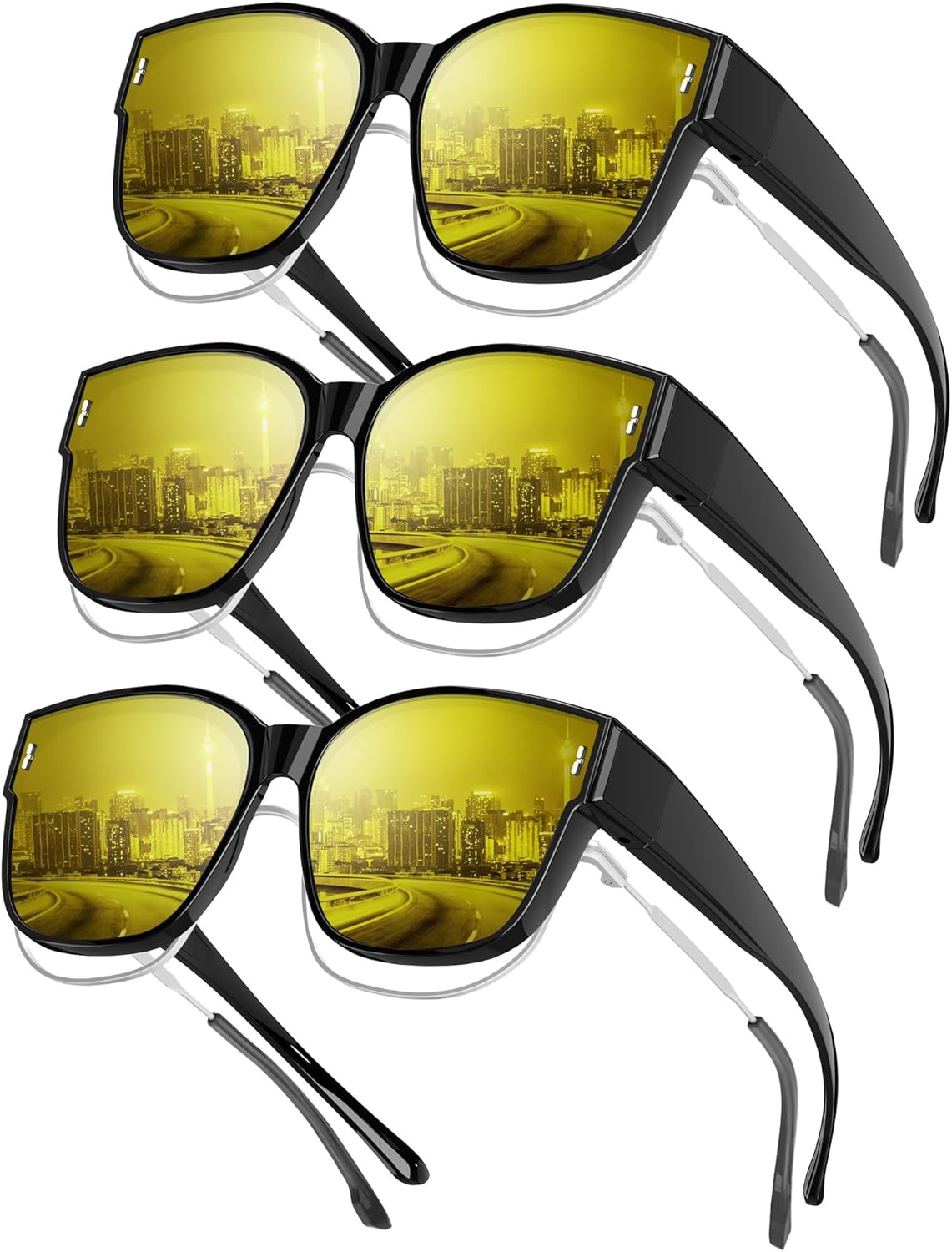 

Очки ночного видения KALIYADI, антибликовые очки для вождения в ночное время для женщин: надеваются поверх обычных очков для женщин и мужчин, линзы HD, Glossy Black/Nv+glossy Black/Nv+glossy Black/Nv