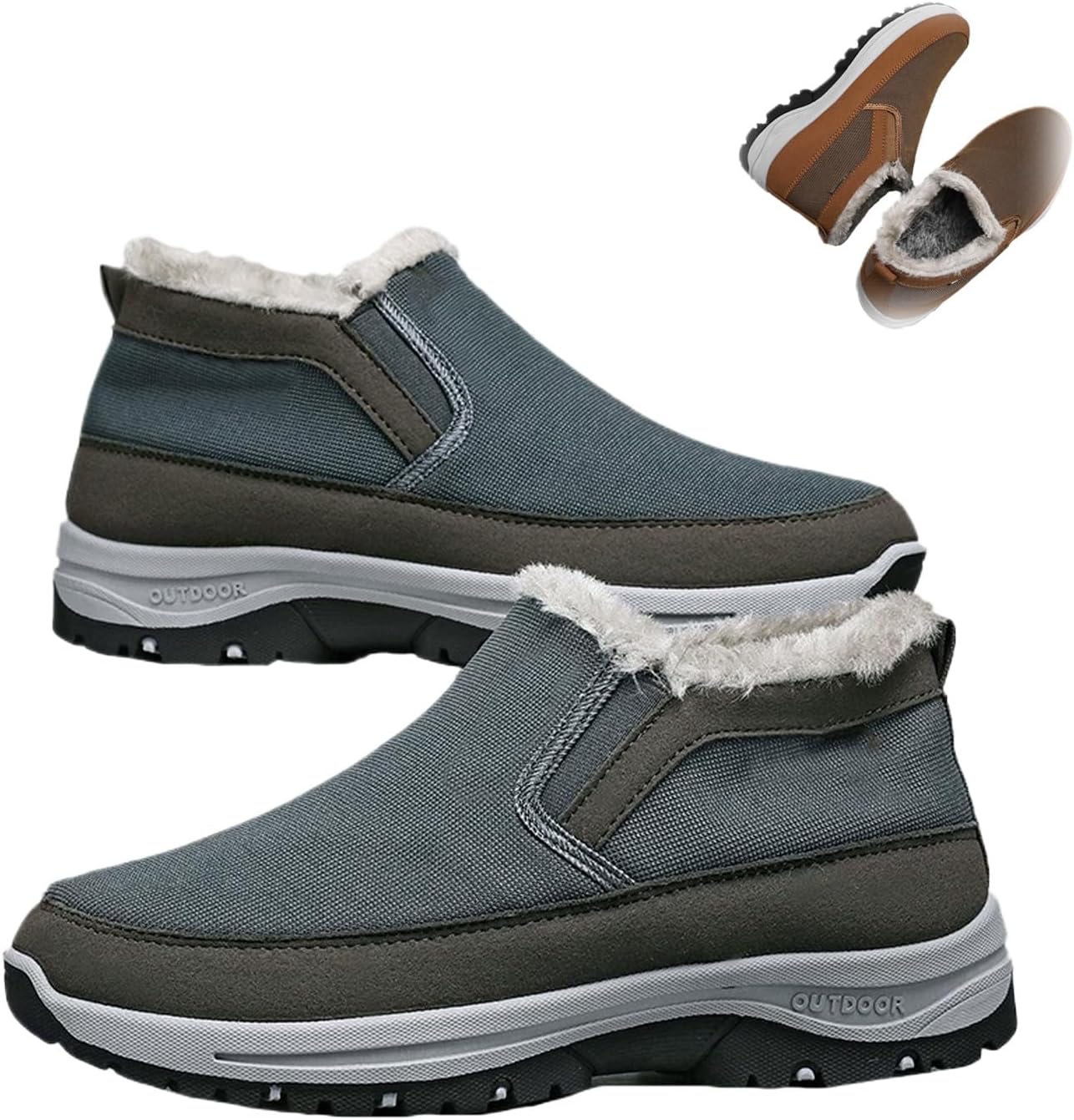 

Мужские зимние слипоны на снег, утепленные противоскользящие повседневные туфли, легкая обувь для походов на открытом воздухе, ортопедическая обувь Ghtrhsb, серый