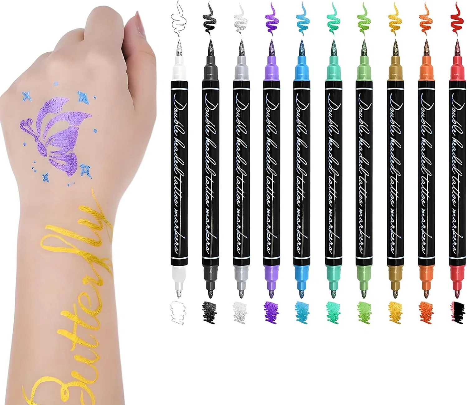 Маркер для тела и лица, двусторонний, смываемый, Generic, 10 шт