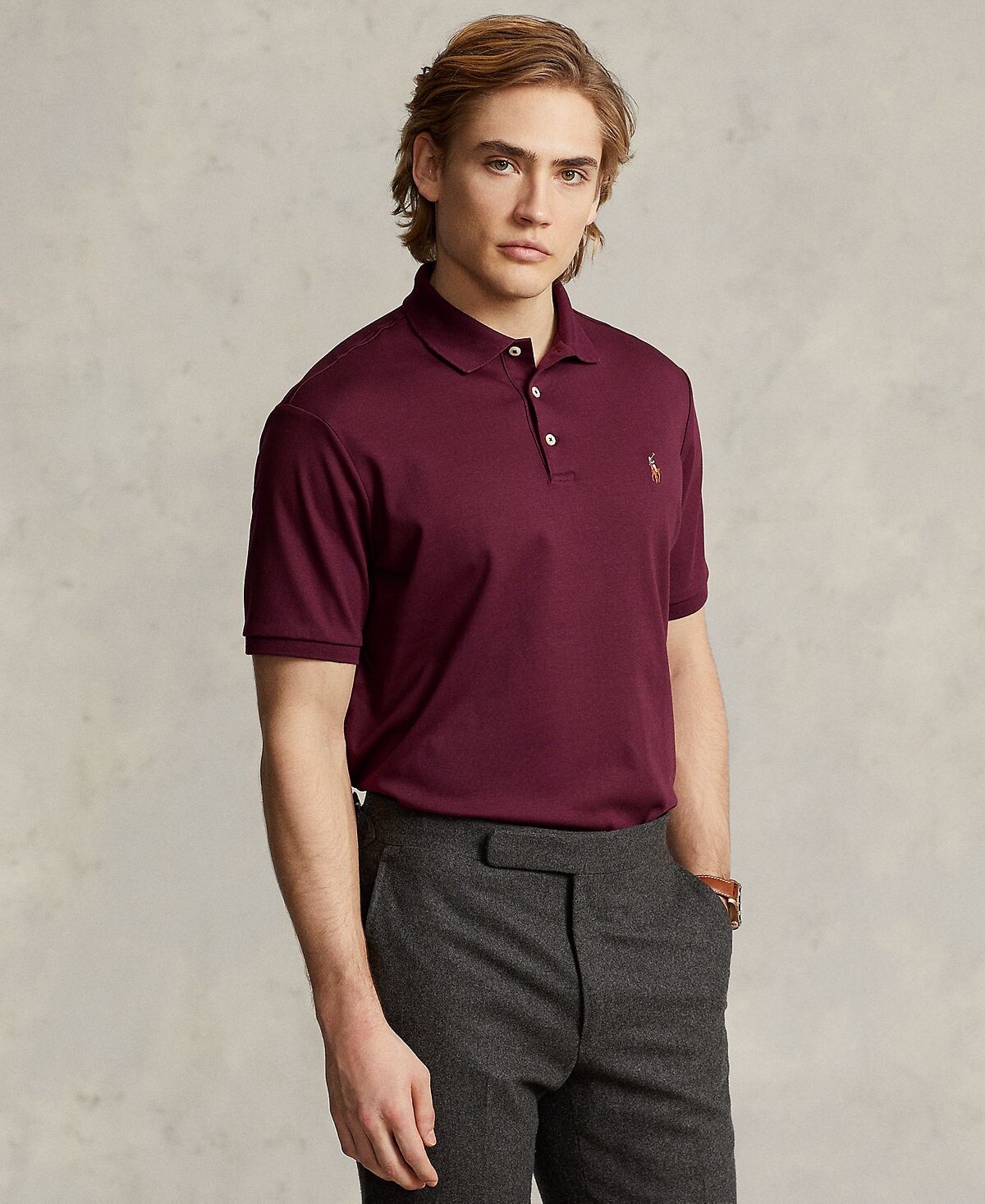 

Мужская рубашка поло из мягкого хлопка приталенного кроя на заказ Polo Ralph Lauren