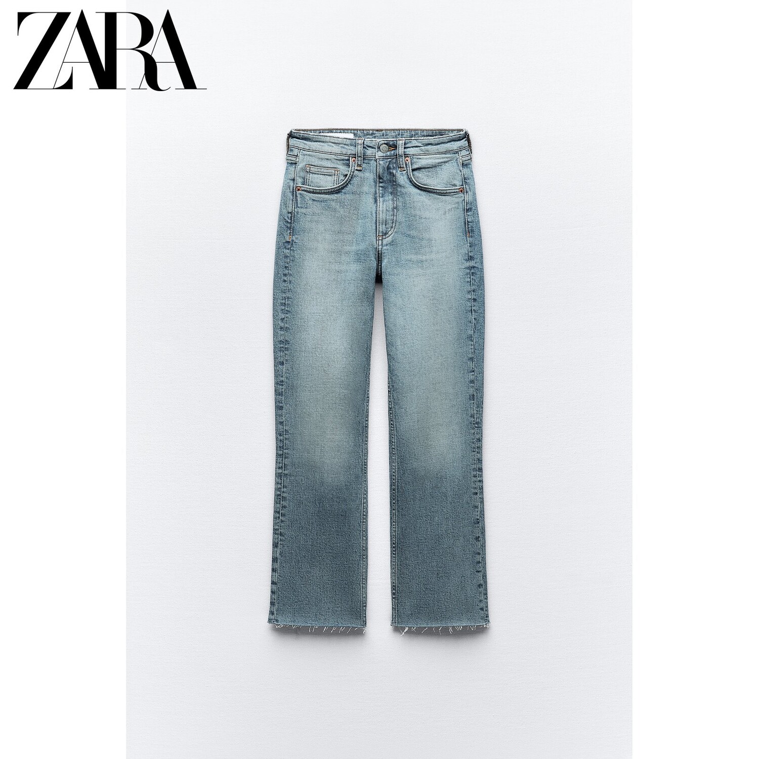 

Джинсы расклешенные женские Zara с высокой талией, синий