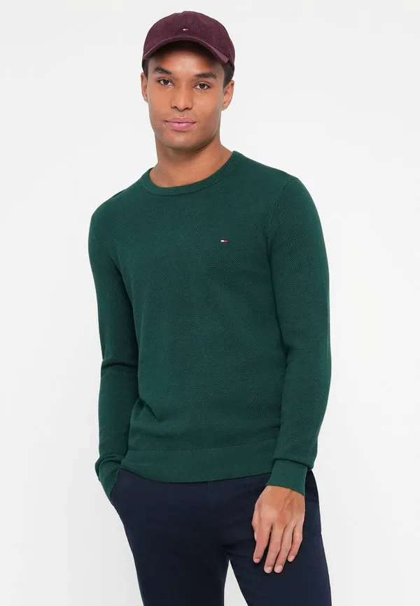 Джемпер с вышивкой флага и текстурированным круглым вырезом Tommy Hilfiger, Ornamental Green — фото 4