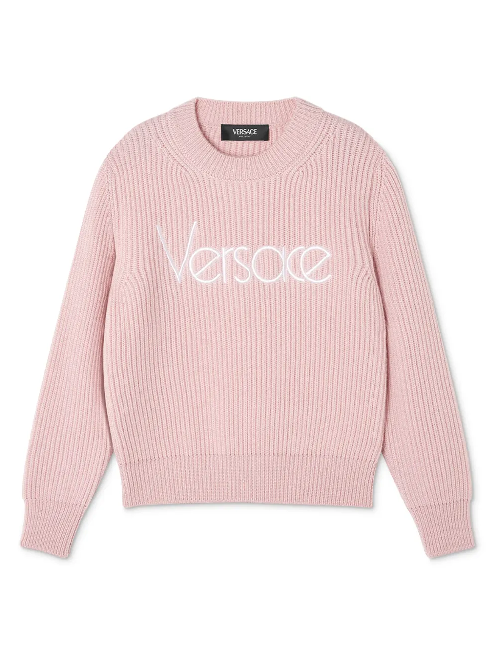

Джемпер в рубчик с вышитым логотипом Versace Kids, розовый