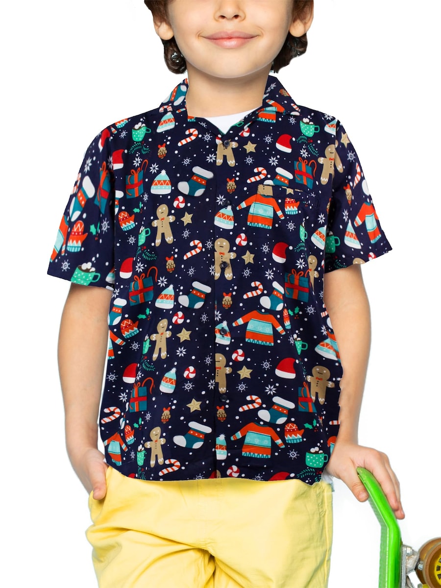 

Рубашка на пуговицах классического кроя King Kameha Christmas Gingerbread, синий