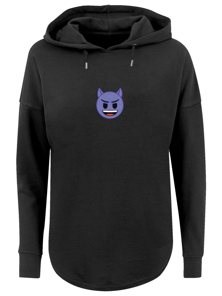 

Пуловер emoji couture Oversized Hoodie Evil smiling furry purple face, черный