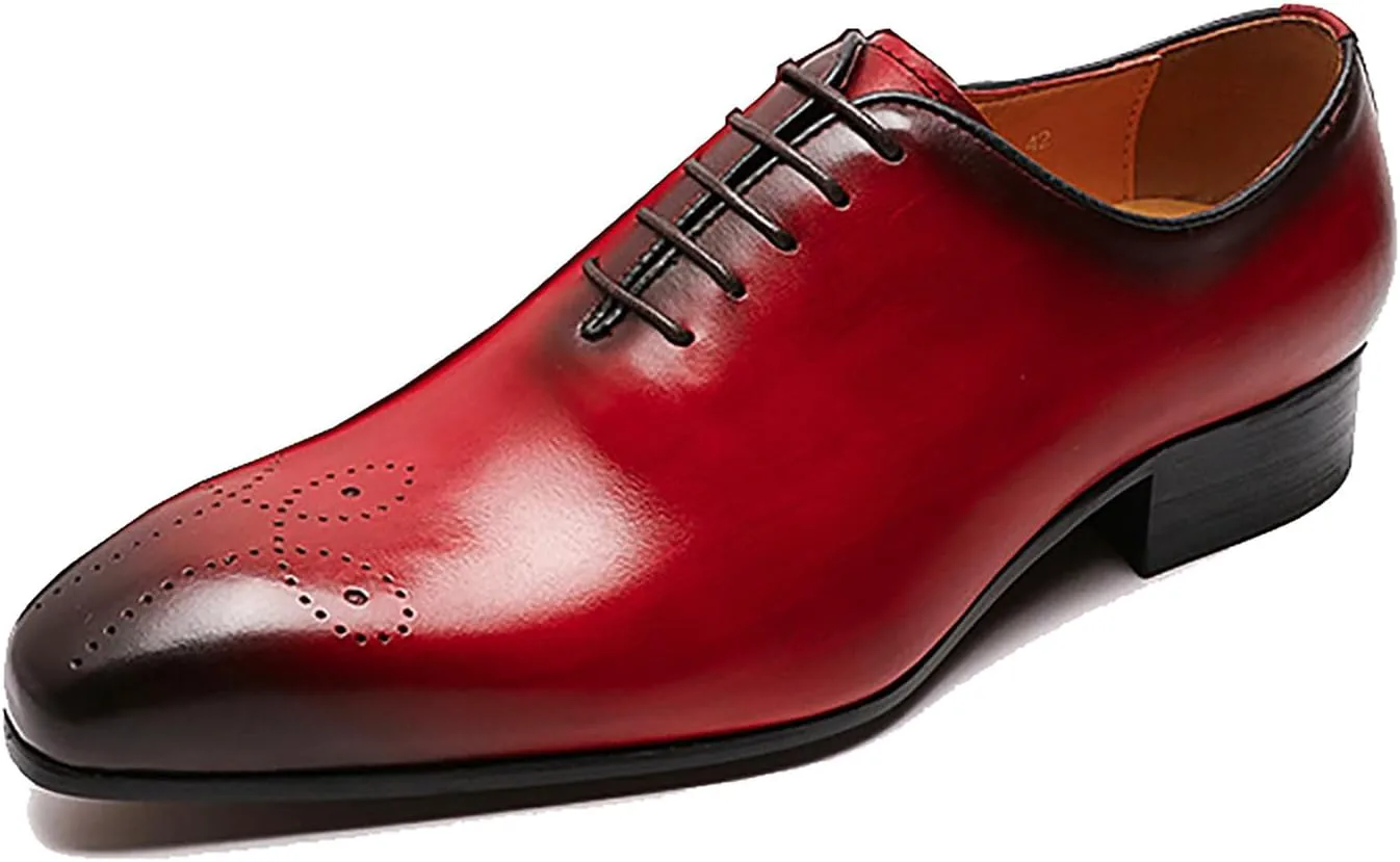 

Мужские оксфорды Santimon, официальная обувь из натуральной кожи, ручной работы, дерби, повседневные броги, оксфорды, смокинговая модная обувь для прогулок для мужчин, красный