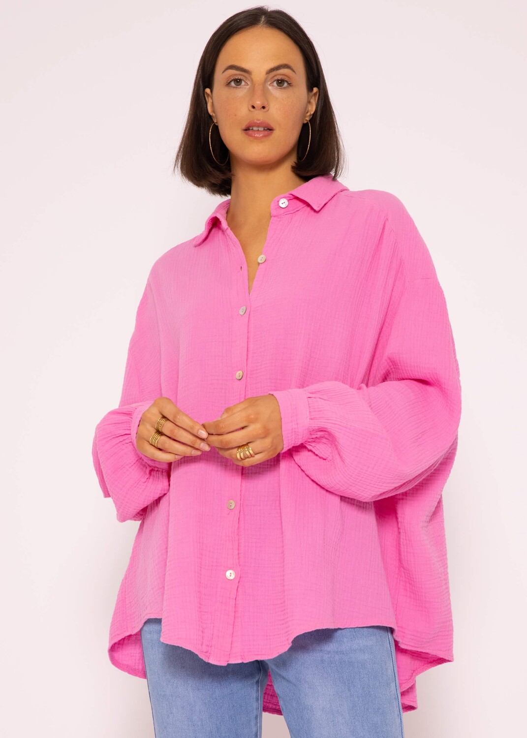 

Блуза SASSYCLASSY Ultra Oversize Musselin nhemd kürzere Variante, розовый