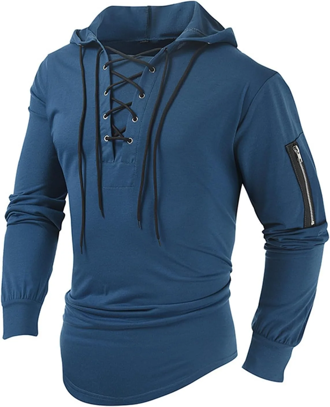 

Мужской худи в стиле стимпанк с длинными рукавами и шнуровкой