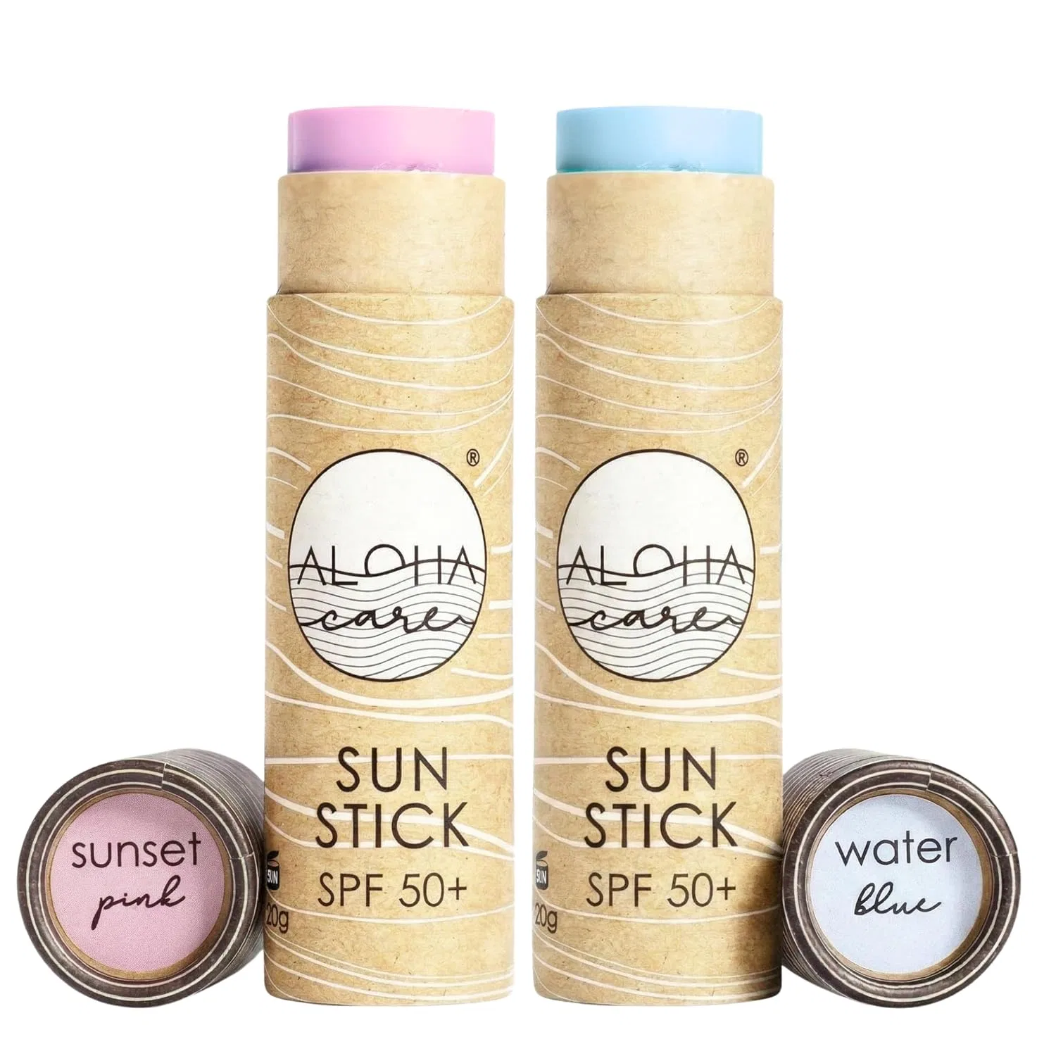 Минеральный солнцезащитный стик для лица Aloha Sun Stick SPF 50+ Aloha Care, 2 Pack (Blue + Pink)