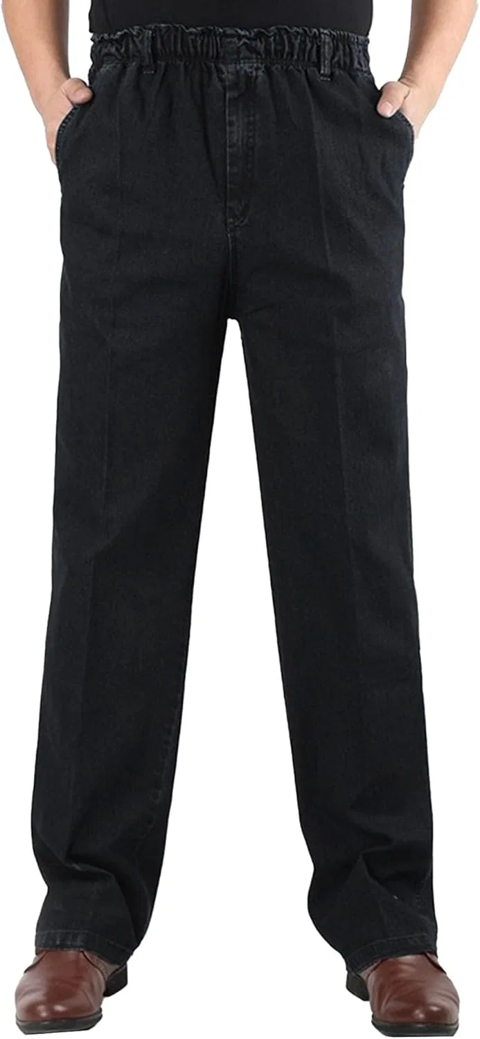 Джинсы свободные, Elastic Waist, Black