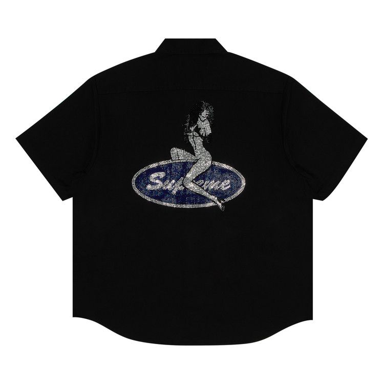 Рубашка Supreme Rhinestone Pin Up Short-Sleeve Work Shirt, Black — фото 2