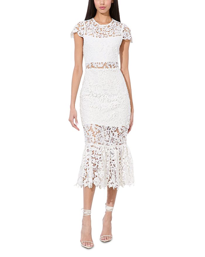 

Платье Clover с ажурной спинкой Alice and Olivia, слоновая кость/кремовый