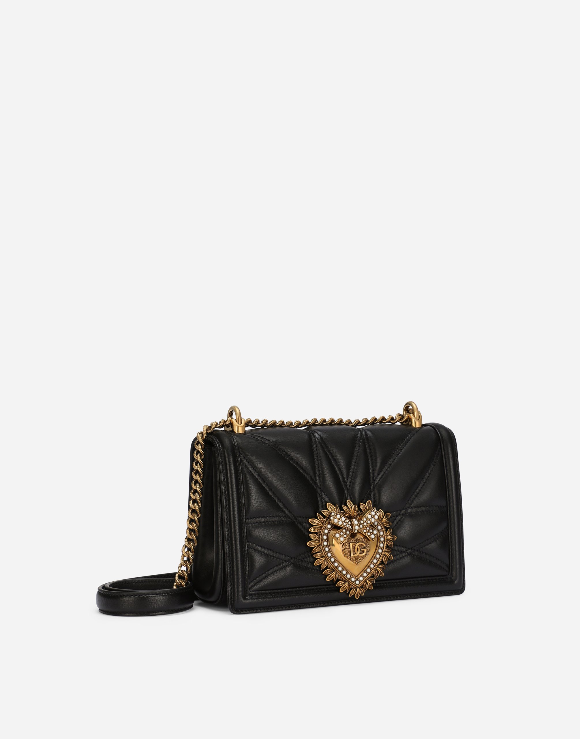 Сумка medium devotion из стеганой наппа-кожи Dolce & Gabbana, черный — фото 3