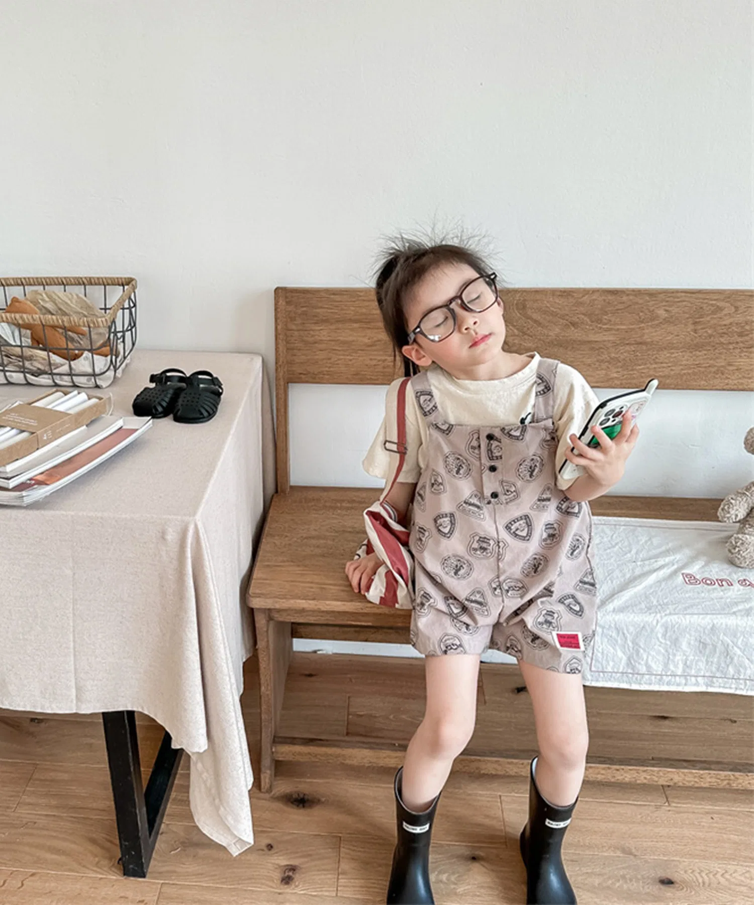 【aimoha-KIDS】Детская одежда: Американский повседневный комбинезон с принтом (короткий размер) — фото 4