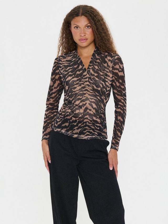 

Мигга топ с абстрактным анималистичным принтом на запах Saint Tropez, Black